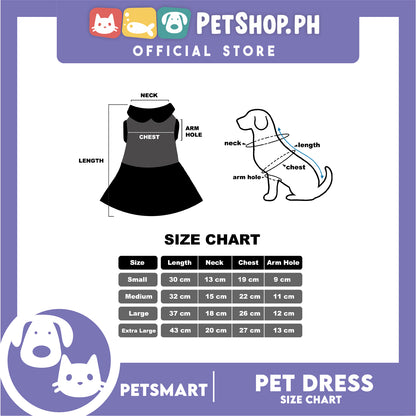Pet Dress Character Design, Blue with Pink Ribbon Color, XL Size (DG-CTN205XL)