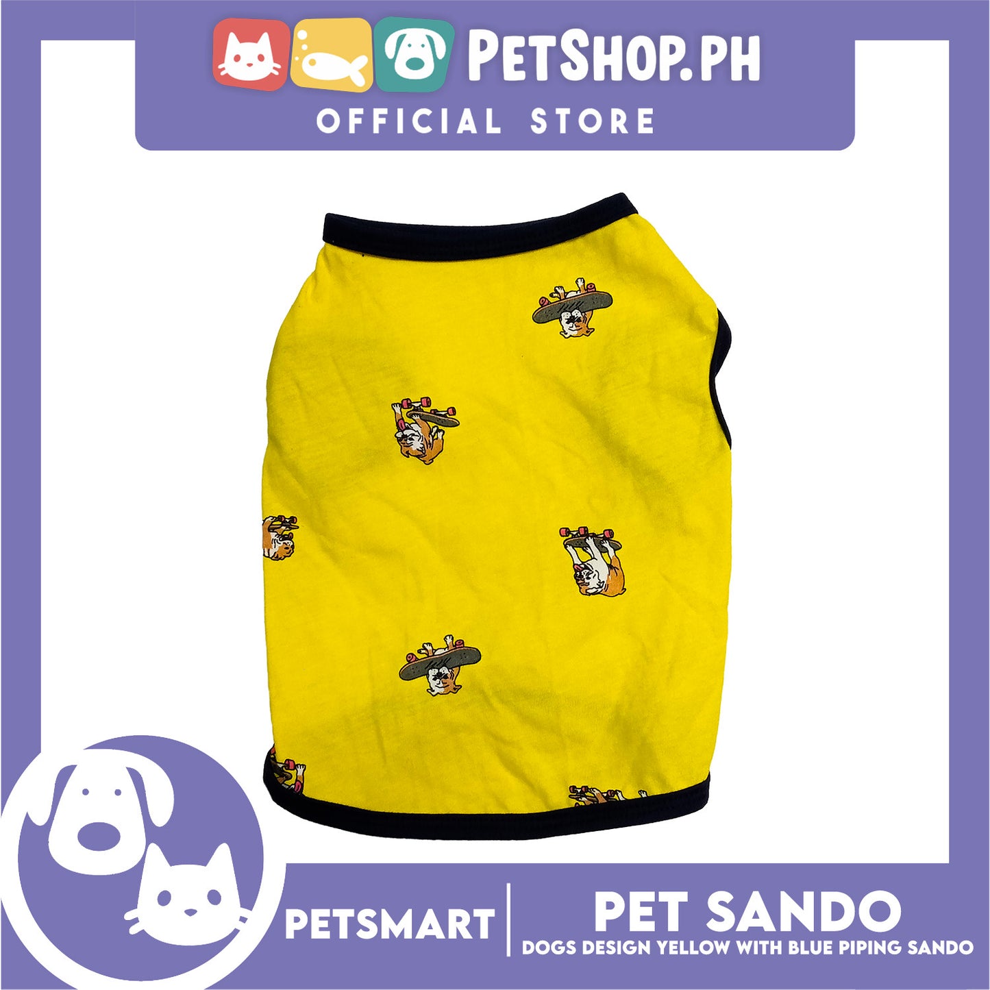 Pet Sando Yellow with Blue Piping Sando, Small Size (DG-CTN207S)