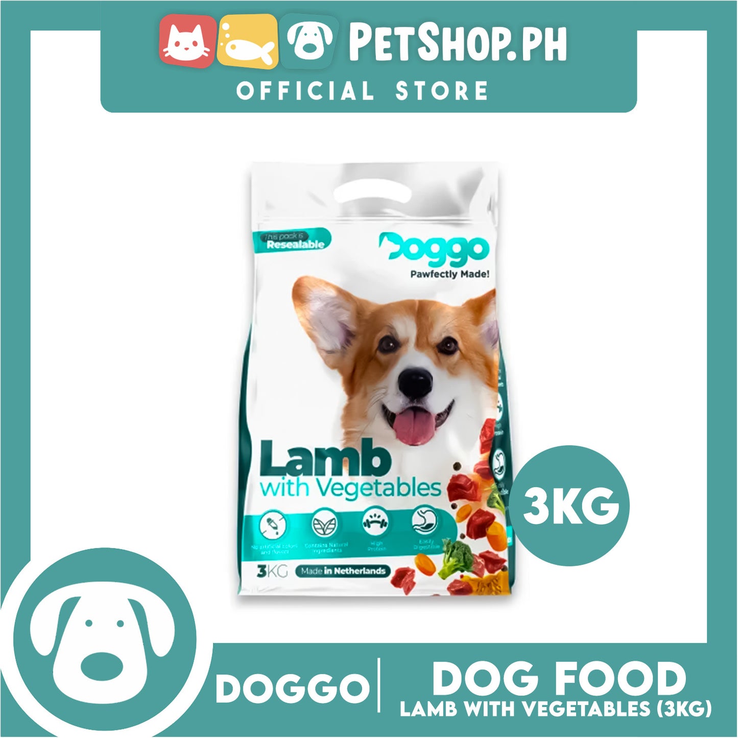 Doggo Lamb with Vegetables Dry Dog Food (3kg)