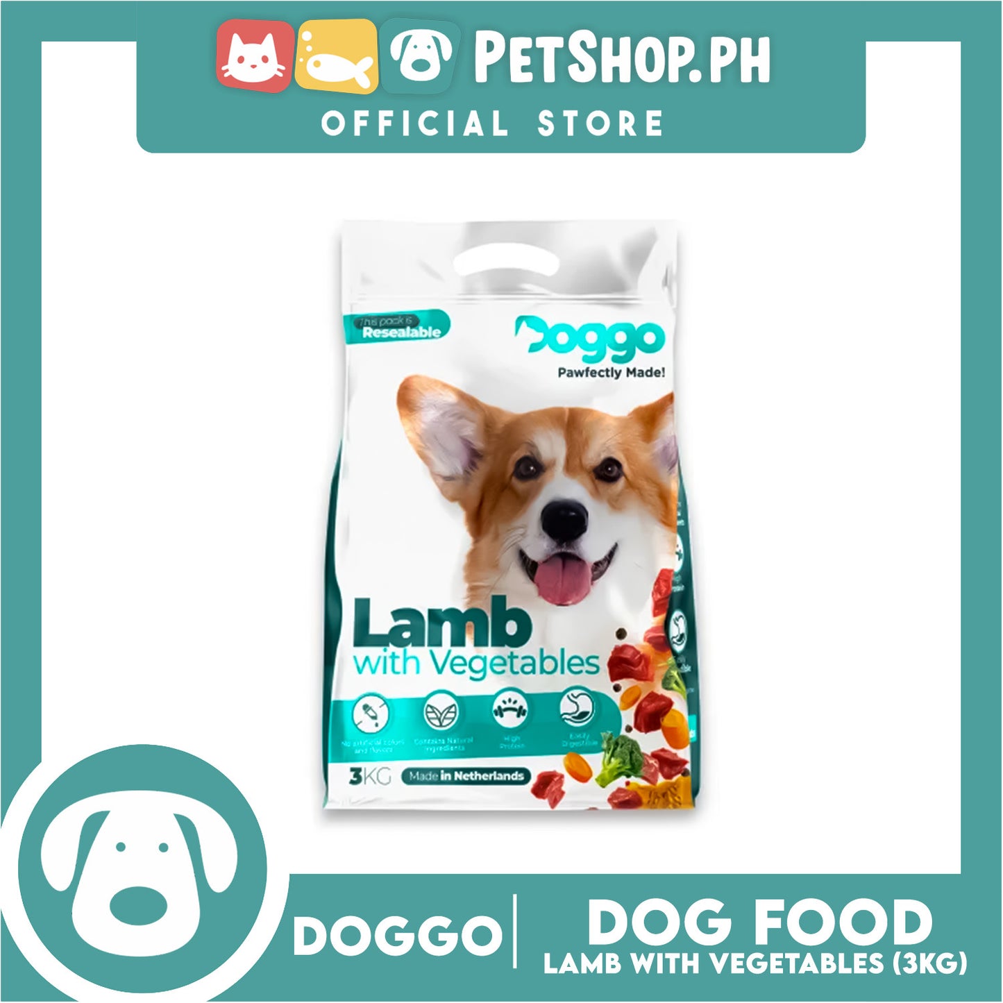 Doggo Lamb with Vegetables Dry Dog Food (3kg)