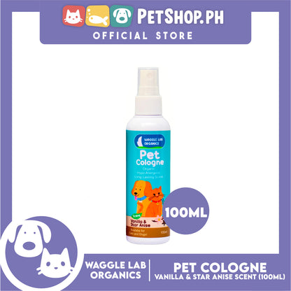 Waggle Lab Organics Pet Cologne (Vanilla and Star Anise Scent) for Cats and Dogs 100ml