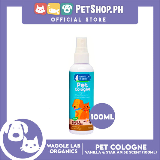 Waggle Lab Organics Pet Cologne (Vanilla and Star Anise Scent) for Cats and Dogs 100ml