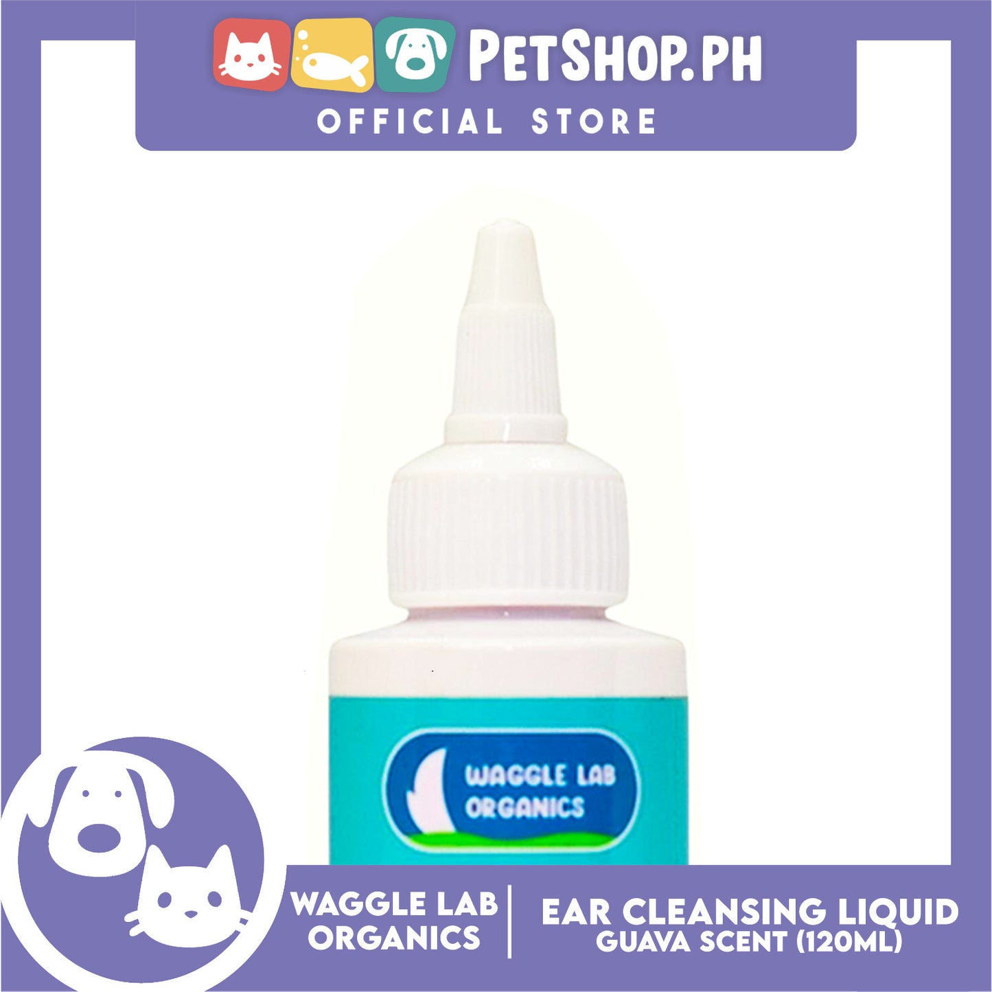Waggle Lab Organics Ear Cleansing Liquid (Guava scent) For Cats and Dogs 120ml