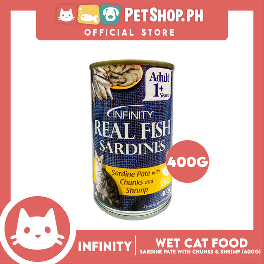 Infinity Real Fish Sardines Adult Cat Can Wet Food (Sardine Pate with Chunks and Shrimp) 400g