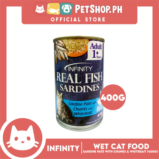 Infinity Real Fish Sardines Adult Cat Can Wet Food (Sardine Pate with Chunks and Whitebait) 400g