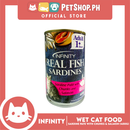 Infinity Real Fish Sardines Adult Cat Can Wet Food (Sardine Pate with Chunks and Salmon) 400g