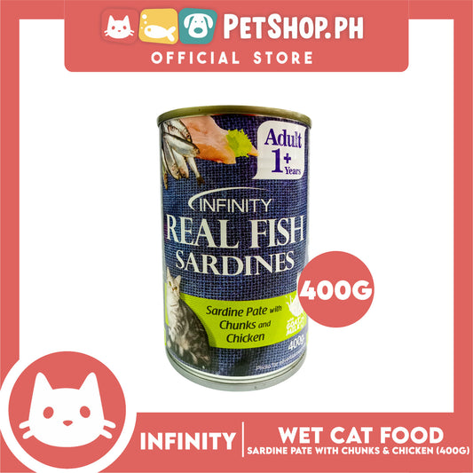 Infinity Real Fish Sardines Adult Cat Can Wet Food (Sardine Pate with Chunks and Chicken) 400g