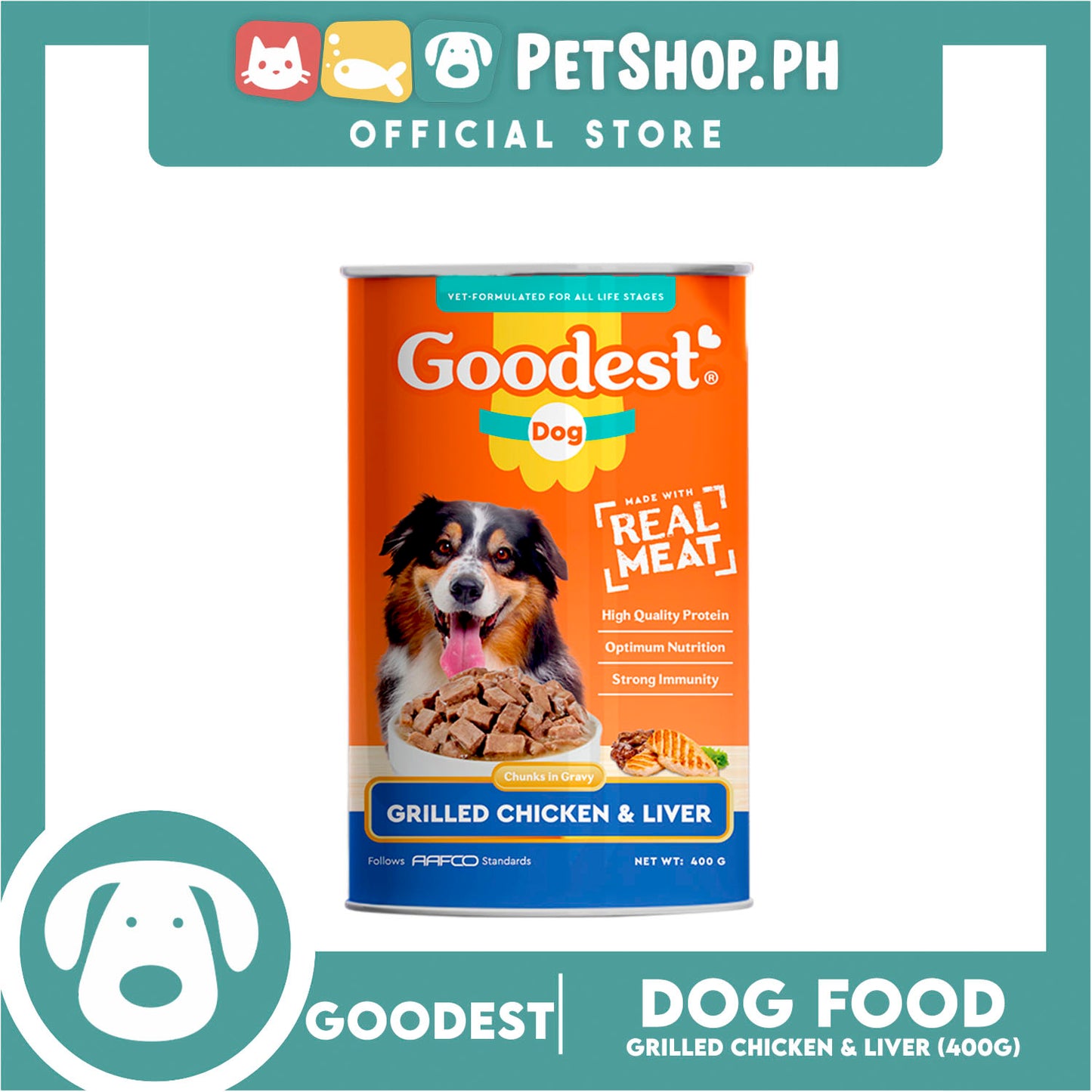 Goodest Chunks in Gravy (Grilled Chicken and Liver) Canned Dog Wet Food 400 grams