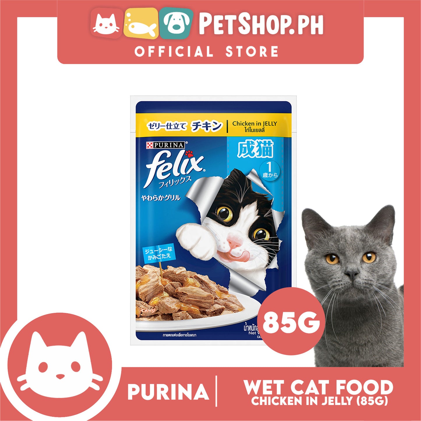 Purina Felix Chicken in Jelly 85g Adult Wet Cat Food