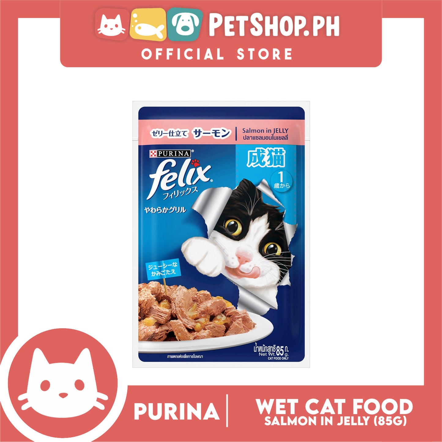 Purina Felix Salmon in Jelly 85g Adult Wet Cat Food