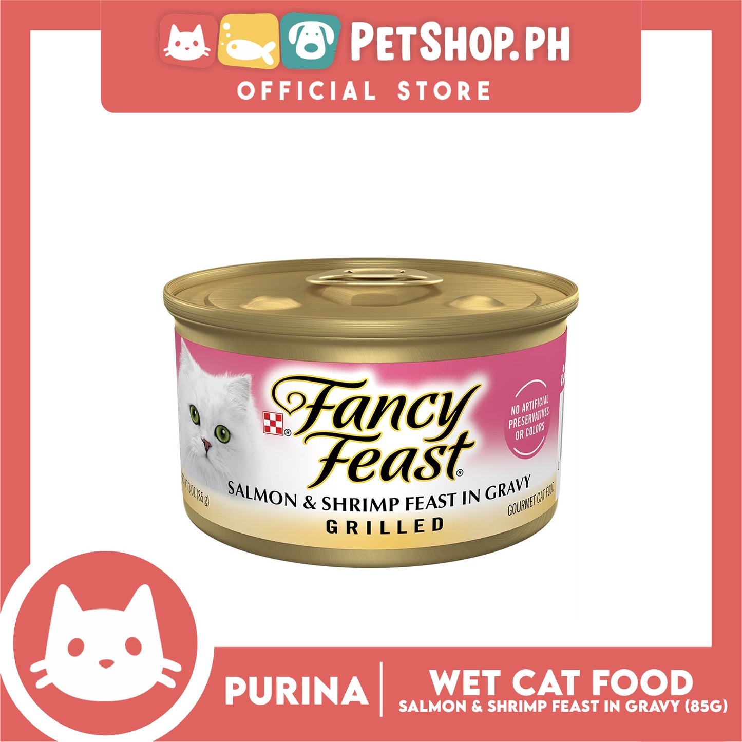 Purina Fancy Feast Grilled Salmon & Shrimp Feast in Gravy Adult Wet Cat Food In Can 85g