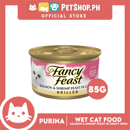 Purina Fancy Feast Grilled Salmon & Shrimp Feast in Gravy Adult Wet Cat Food In Can 85g