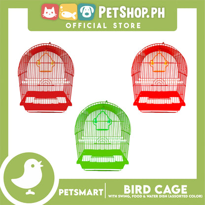 Bird Cage with Swing, Food and Water Dish #1000 (Assorted Color) , 30cm x 23cm x 40cm