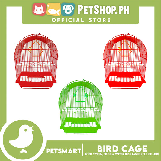 Bird Cage with Swing, Food and Water Dish #1000 (Assorted Color) , 30cm x 23cm x 40cm