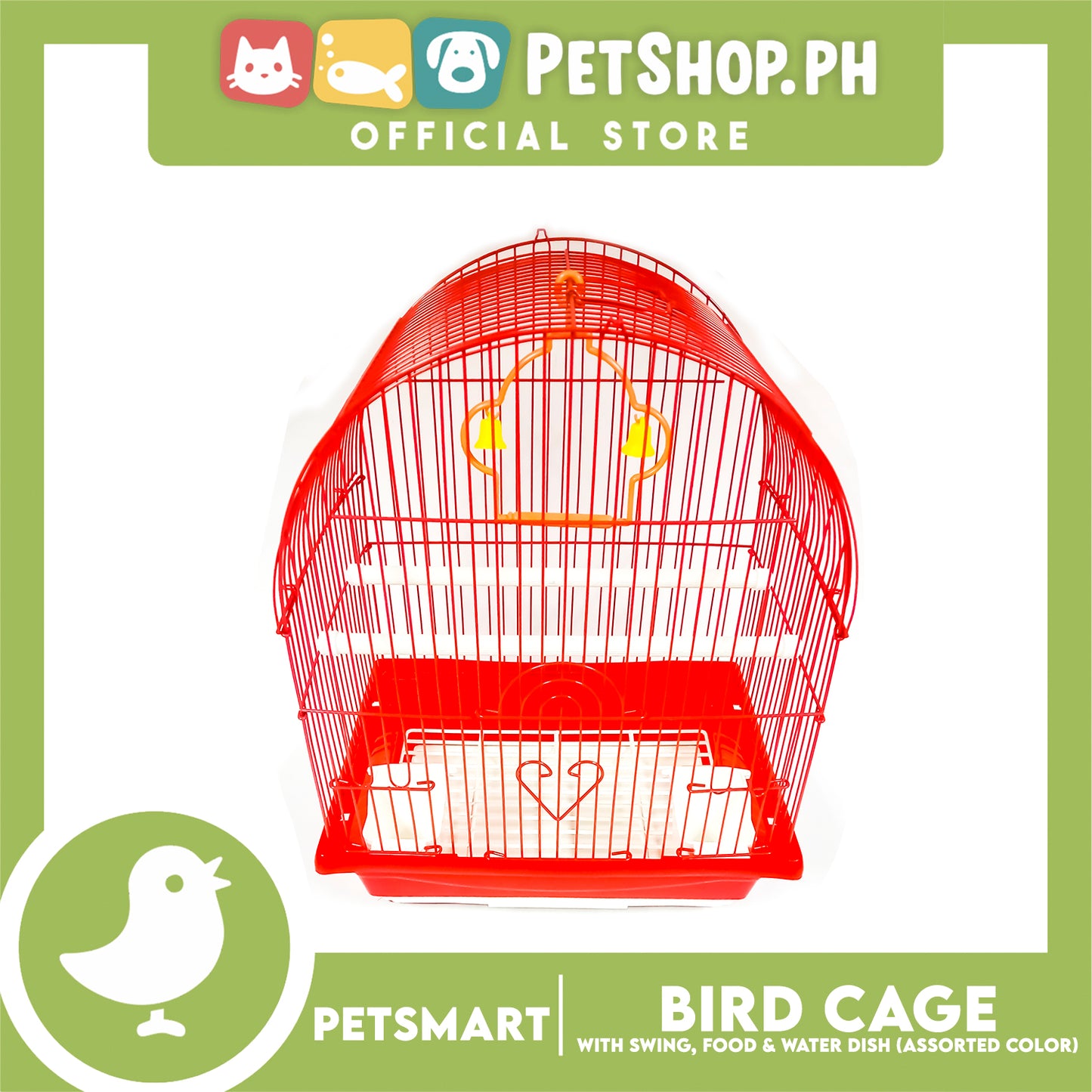 Bird Cage with Swing, Food and Water Dish #1000 (Assorted Color) , 30cm x 23cm x 40cm