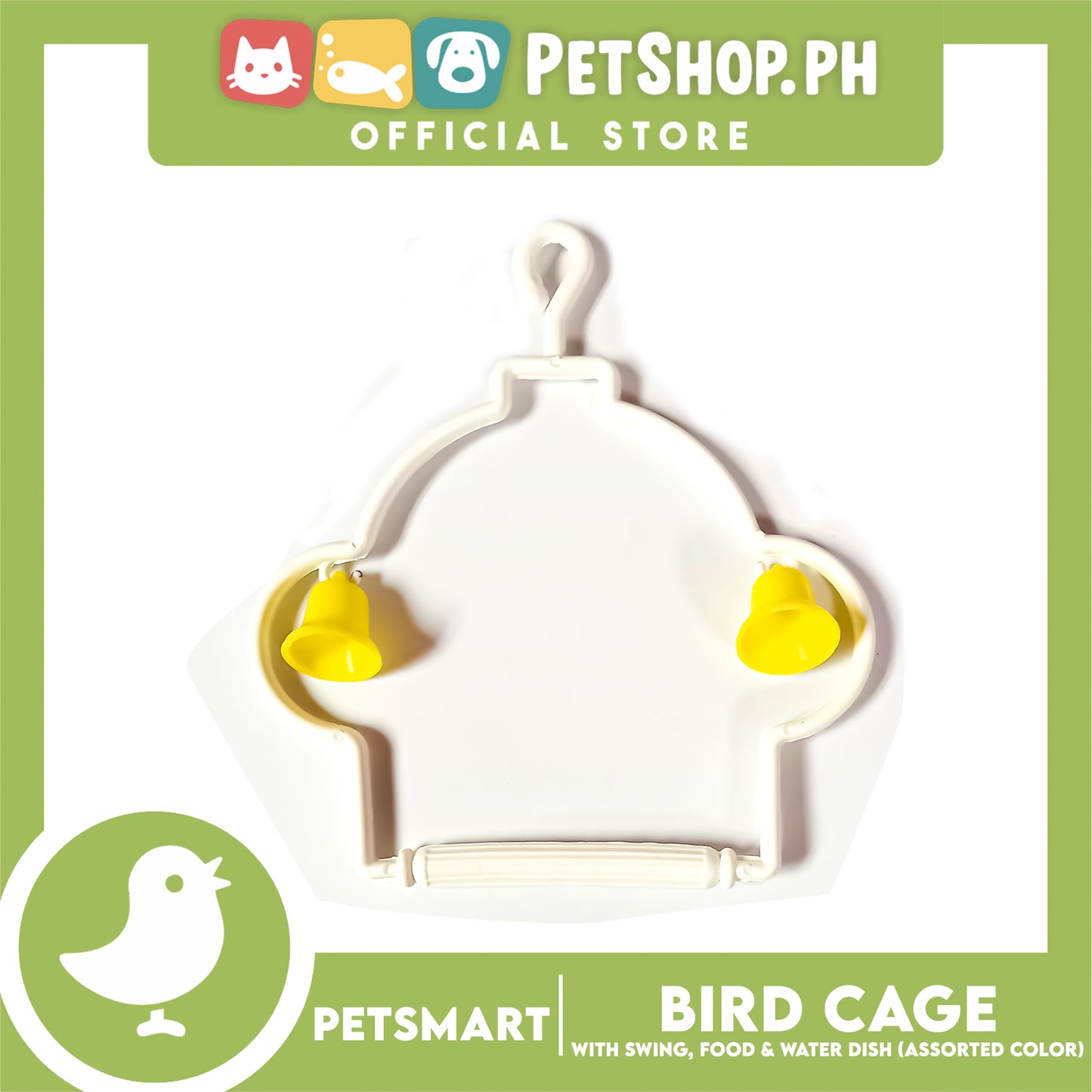 Bird Cage with Swing, Food and Water Dish #1002 (Assorted Color) , 30cm x 23cm x 40cm