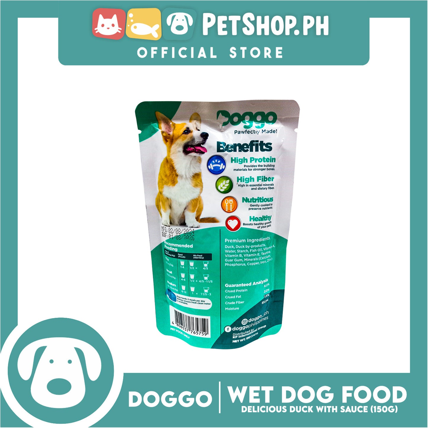 Doggo Delicious Duck with Sauce Wet Dog Food 150g