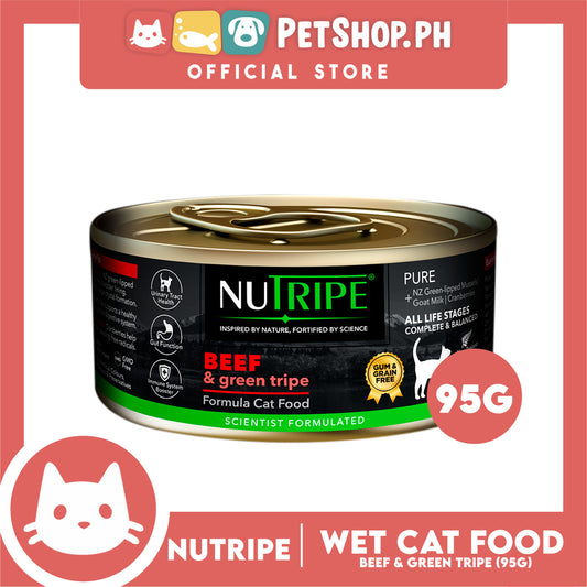 Nutripe Beef and Green Tripe Pure (Gum-free) 95g Cat Wet Food for All Life Stages