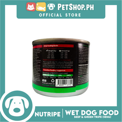 Nutripe Beef and Green Tripe Pure (Gum-free) 185g Dog Wet Food for All Life Stages