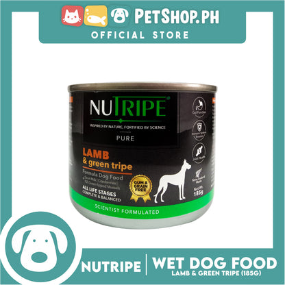 Nutripe Lamb and Green Tripe Pure (Gum-free) 185g Dog Wet Food for All Life Stages