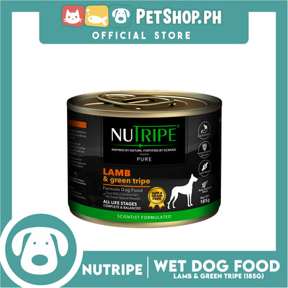 Nutripe Lamb and Green Tripe Pure (Gum-free) 185g Dog Wet Food for All Life Stages