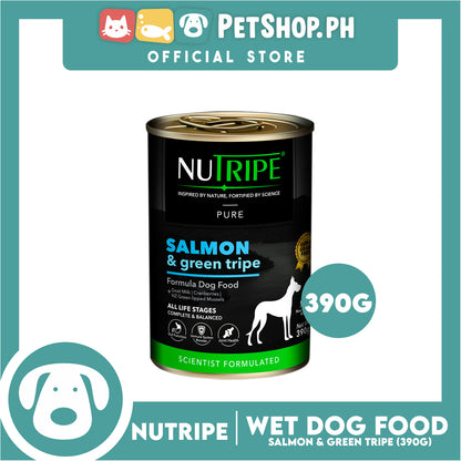 Nutripe Salmon and Green Tripe Pure (Gum-free) 390g Dog Wet Food for All Life Stages