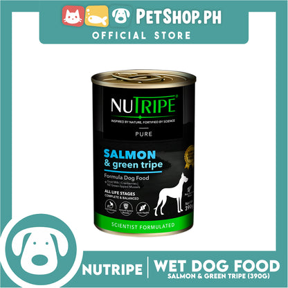 Nutripe Salmon and Green Tripe Pure (Gum-free) 390g Dog Wet Food for All Life Stages