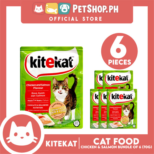 6pcs Kitekat Wet Cat Food in Pouch for Adult 70g (Chicken and Salmon)