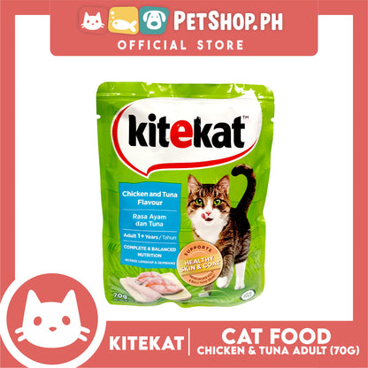 6pcs Kitekat Wet Cat Food in Pouch for Adult 70g (Chicken and Tuna)