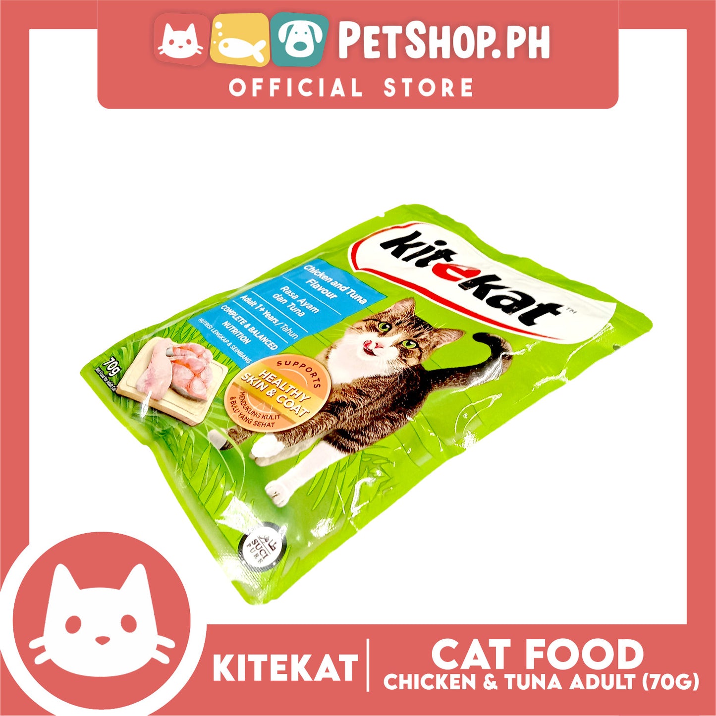 6pcs Kitekat Wet Cat Food in Pouch for Adult 70g (Chicken and Tuna)