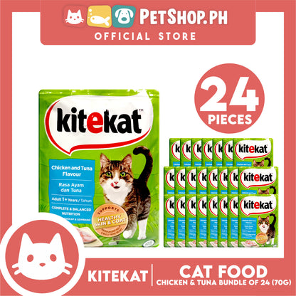 24pcs Kitekat Wet Cat Food in Pouch for Adult 70g (Chicken and Tuna)