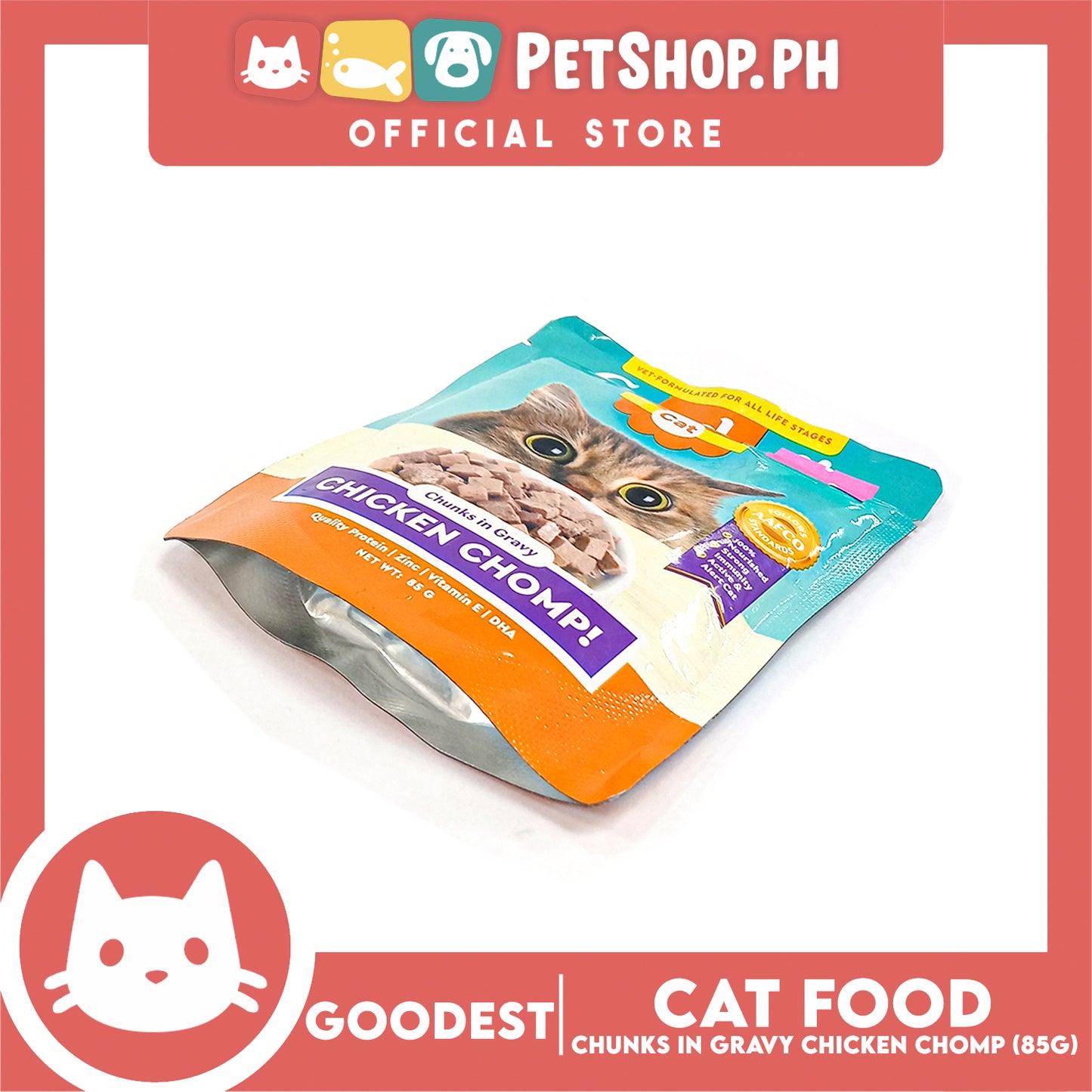 2pcs Goodest Cat Chicken Chomp Chunks In Gravy 85g Wet Cat Food