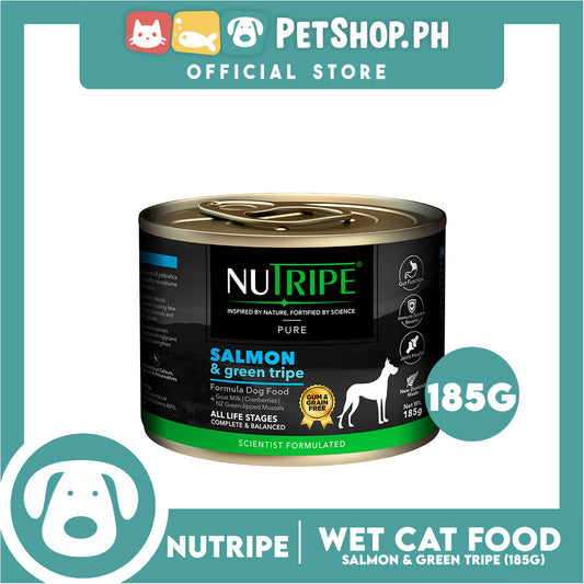 Nutripe Salmon and Green Tripe Pure (Gum-free) 185g Dog Wet Food for All Life Stages