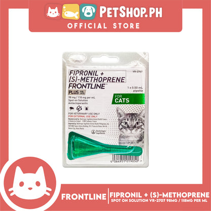 Frontline Plus For Cats 1 Pipette 0.50ml Anti Tick And Flea Spot-On Anti Itch Safe For Lactating and Pregnant Cats No Prescription Required