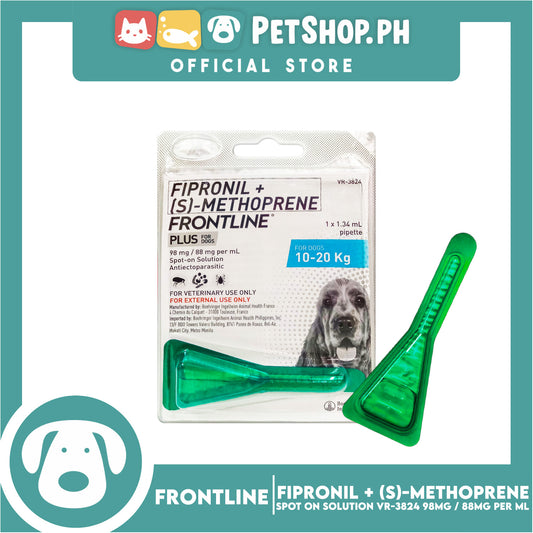 Frontline Plus For Dogs (10-20kg) 1 Pipette 1.34ml Anti Tick And Flea Spot-On Anti Itch Safe For Lactating and Pregnant Dogs No Prescription Required