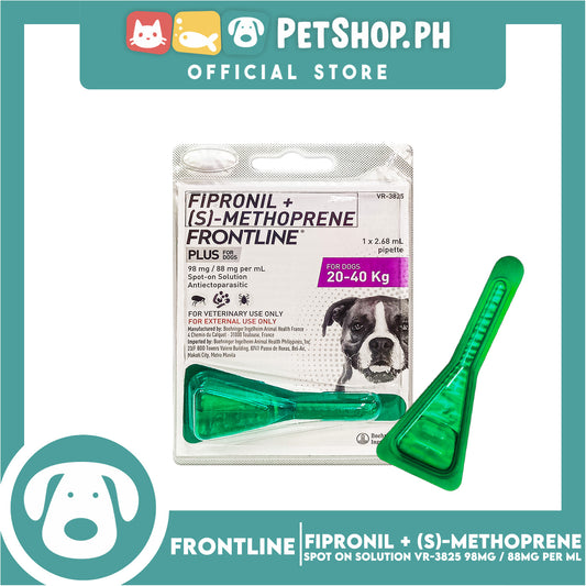 Frontline Plus For Dogs (20-40kg) 1 Pipette 2.68ml Anti Tick And Flea Spot-On Anti Itch Safe For Lactating and Pregnant Dogs No Prescription Required