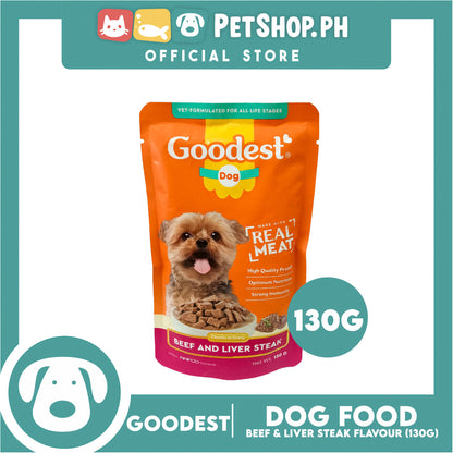 2pcs Goodest Dog Chunks in Gravy Beef and Liver Steak 130g Wet Dog Food Pouch