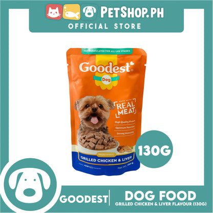 2pcs Goodest Dog Chunks in Gravy Grilled Chicken and Liver 130g Wet Dog Food Pouch