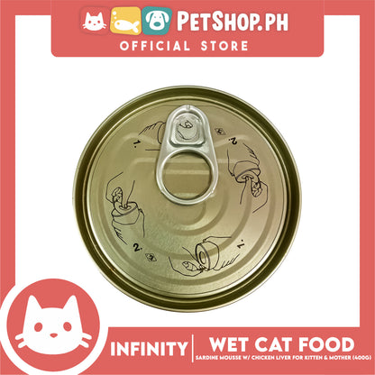 Infinity Real Fish Sardines Kitten and Mother Cat Can Wet Food (Sardine Mousse with Chicken Liver) 400g