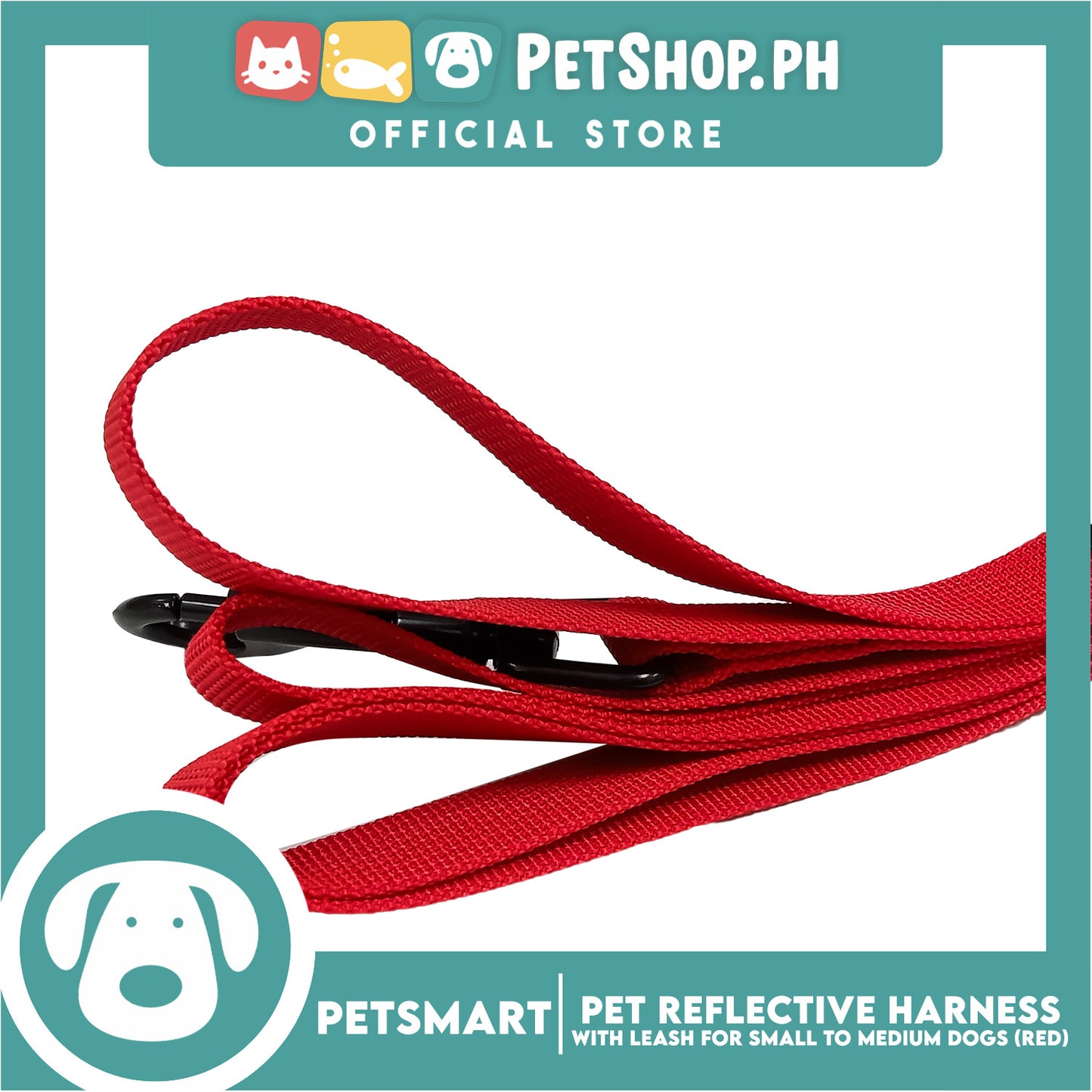 Pet Reflective Harness with Leash for Dogs Medium Size (Red)