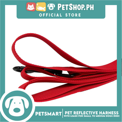 Pet Reflective Harness with Leash for Dogs Medium Size (Red)