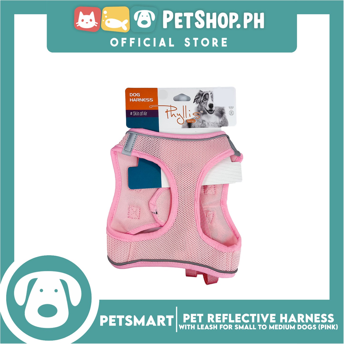 Pet Reflective Harness with Leash for Small Dogs Medium Size (Pink)