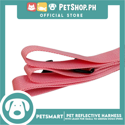 Pet Reflective Harness with Leash for Small Dogs Medium Size (Pink)