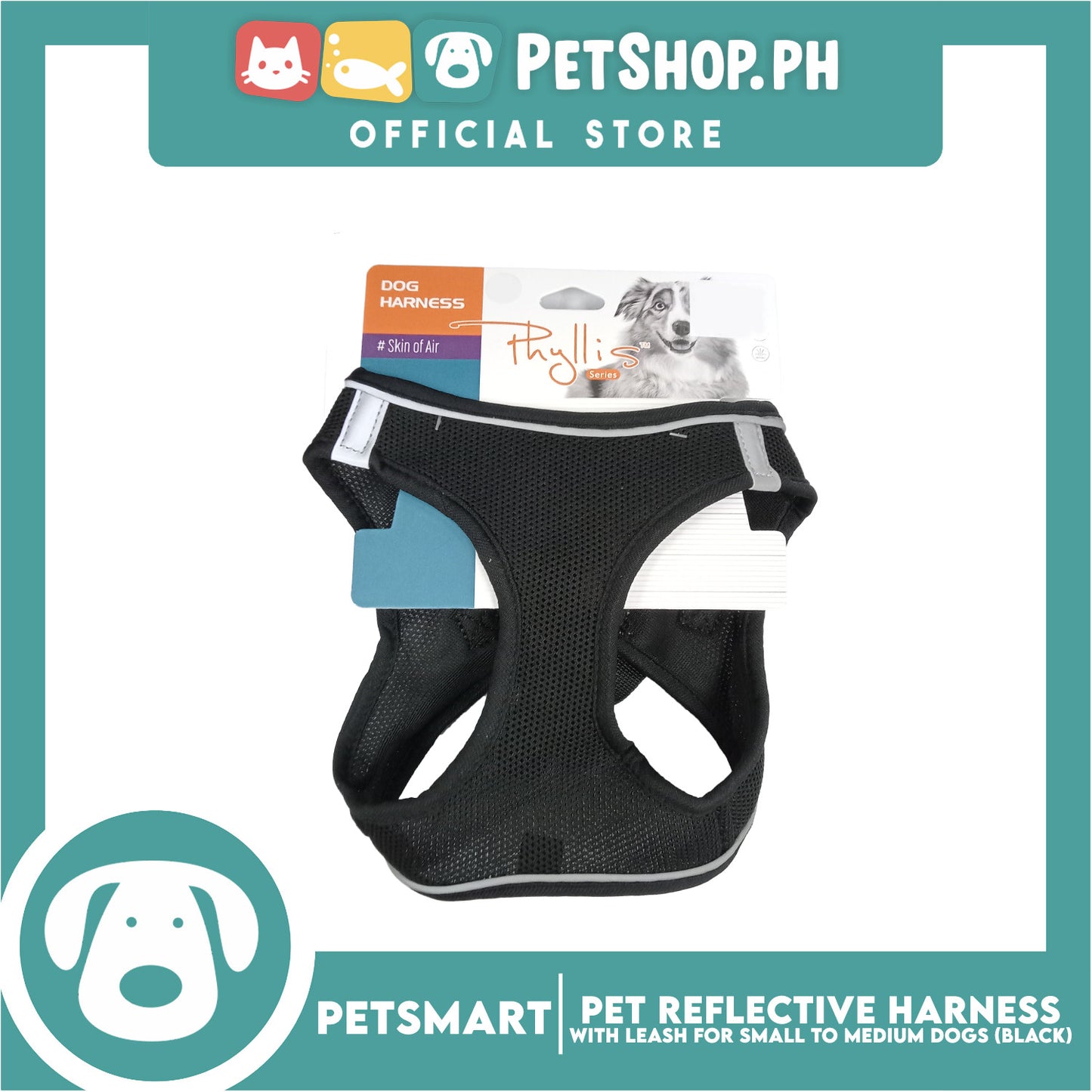 Pet Reflective Harness with Leash for Small Dogs Small Size (Black)