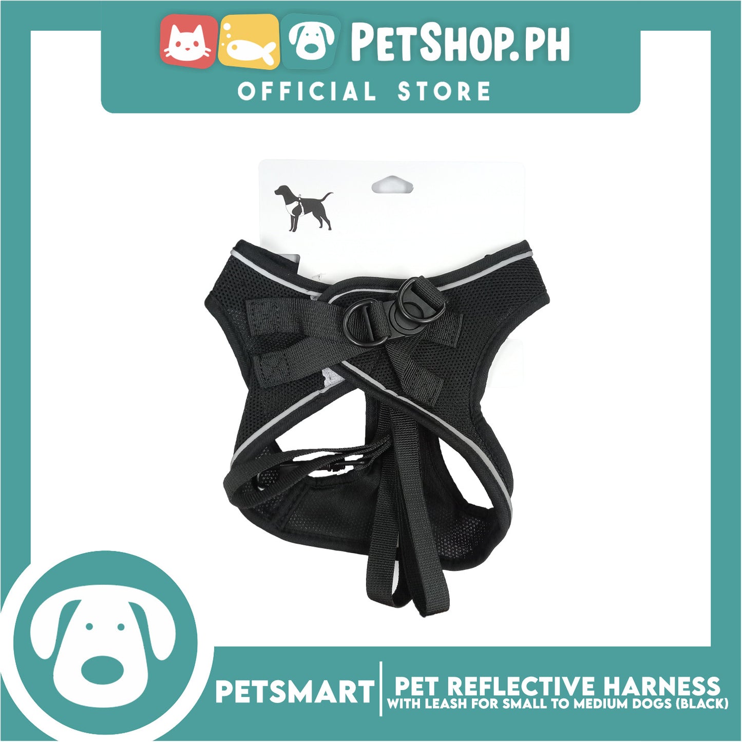 Pet Reflective Harness with Leash for Small Dogs Small Size (Black)
