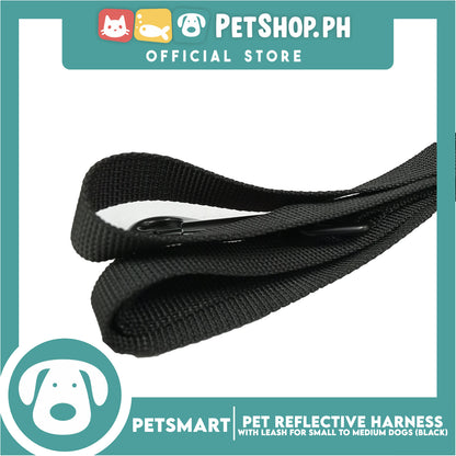 Pet Reflective Harness with Leash for Small Dogs Small Size (Black)