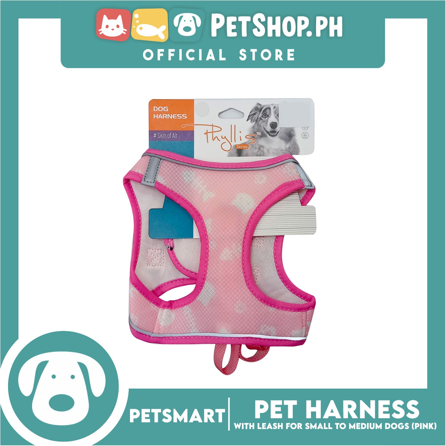 Pet Harness Pattern Design with Leash for Dogs Small Size (Pink)