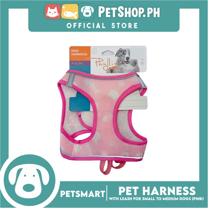 Pet Harness Pattern Design with Leash for Dogs Small Size (Pink)