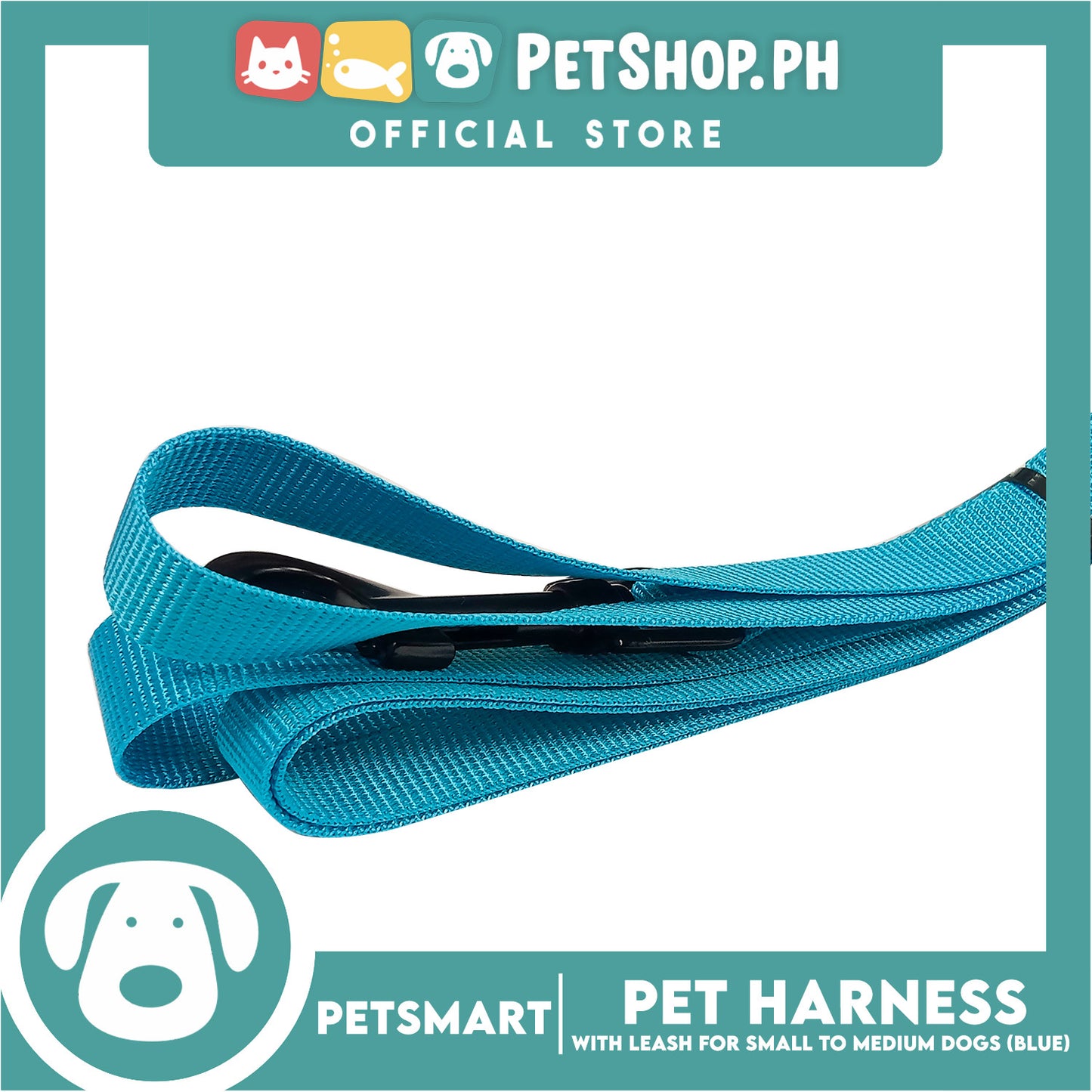 Pet Harness Pattern Design with Leash for Dogs Medium Size (Light Blue)