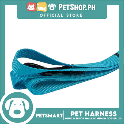 Pet Harness Pattern Design with Leash for Dogs Medium Size (Light Blue)